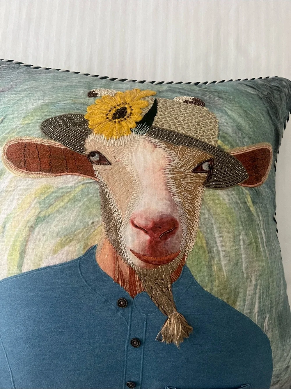 Mackenzie-Childs Vincent Van Goat Throw Pillow. Rare and Retired. Like New!